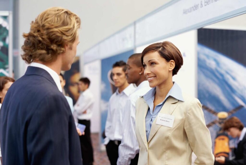 medical device distributor at a trade show